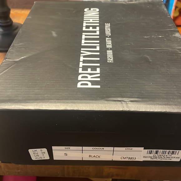 PLT Black and Clear Lace Up Stillettos - Picture 4 of 4